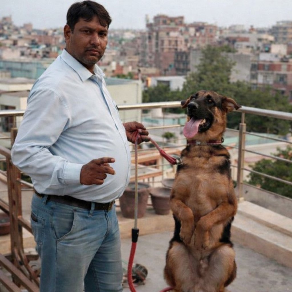 Mr. Harigovind Sharma with trained German Shepherd